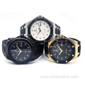 Stainless steel Man's quartz watch with silicone strap